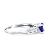 Art Deco Princess Cut Wedding Engagement Bridal Ring Baguette Round Simulated Cubic Zirconia 925 Sterling Silver
