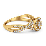 14K Gold 0.4ct Round 8mm G SI Diamond Twisted Band Engagement Wedding Ring