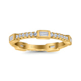 Full Eternity Ring Wedding Engagement Band Baguette Round Pave Simulated Cubic Zirconia 925 Sterling Silver (2.5mm)