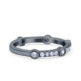 Half Eternity Ring Wedding Engagement Band Pave Simulated Cubic Zirconia 925 Sterling Silver (3mm)