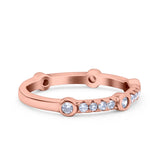 Half Eternity Ring Wedding Engagement Band Pave Simulated Cubic Zirconia 925 Sterling Silver (3mm)