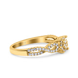 Halo Art Deco Ring Round Wedding Engagement Infinity Band Pave Simulated Cubic Zirconia 925 Sterling Silver (6mm)