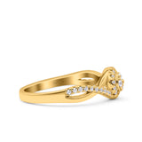 Infinity Twisted Shank Half Eternity Ring Wedding Engagement Band Round Pave Simulated Cubic Zirconia 925 Sterling Silver
