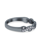 Art Deco Marquise Half Eternity Ring Crisscross Wedding Band Round Pave Simulated CZ 925 Sterling Silver (4mm)
