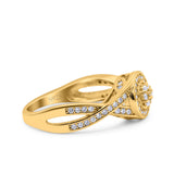 Half Eternity Halo Art Deco Ring Wedding Engagement Infinity Band Round Pave Simulated Cubic Zirconia 925 Sterling Silver