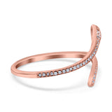 Petite Dainty Snake Ring Band Round Simulated Cubic Zirconia 925 Sterling Silver (3mm)