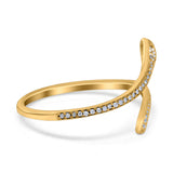 Petite Dainty Snake Ring Band Round Simulated Cubic Zirconia 925 Sterling Silver (3mm)