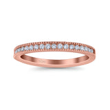 Half Eternity Ring Wedding Engagement Band Round Pave Simulated Cubic Zirconia 925 Sterling Silver (2.5mm)