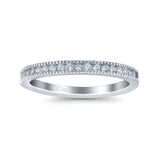 Half Eternity Ring Wedding Engagement Band Round Pave Simulated Cubic Zirconia 925 Sterling Silver (2.5mm)