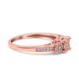 3 Flower Ring Wedding Engagement Band Round Pave Simulated Cubic Zirconia 925 Sterling Silver (5mm)