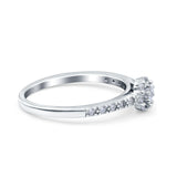 Art Deco Band Wedding Ring Round Pave Simulated Cubic Zirconia 925 Sterling Silver (6mm)