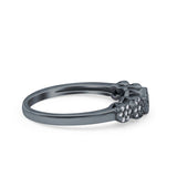 5 Flower Ring Wedding Engagement Band Round Pave Simulated Cubic Zirconia 925 Sterling Silver (5mm)