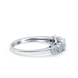 5 Flower Ring Wedding Engagement Band Round Pave Simulated Cubic Zirconia 925 Sterling Silver (5mm)