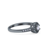 Art Deco Engagement Wedding Ring Band Round Pave Simulated Cubic Zirconia 925 Sterling Silver (6mm)
