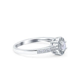 Art Deco Engagement Wedding Ring Band Round Pave Simulated Cubic Zirconia 925 Sterling Silver (6mm)