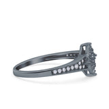Wedding Engagement Ring Band Round Pave Simulated Cubic Zirconia 925 Sterling Silver (9mm)