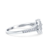 Wedding Engagement Ring Band Round Pave Simulated Cubic Zirconia 925 Sterling Silver (9mm)