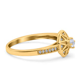 Art Deco Star Wedding Ring Band Round Pave Simulated Cubic Zirconia 925 Sterling Silver (9mm)
