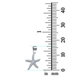 Simulated Cubic Zirconia Starfish Charm Pendant 925 Sterling Silver (16mm)