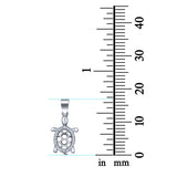 Turtle Charm Pendant Simulated Cubic Zirconia 925 Sterling Silver (17mm)