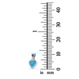 Solitaire Heart Pendant Charm Created Opal 925 Sterling Silver