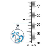 Waves and Palm Trees Lab Created Opal Charm Pendant 925 Sterling Silver