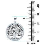 Tree of Life Round Lab Created Opal Charm Pendant 925 Sterling Silver