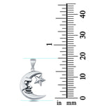 Sterling Silver Crescent Moon & Star Pendant Charm 925 Sterling Silver (19mm)