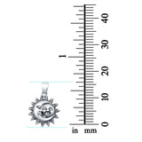 Silver Moon and Sun Pendant Charm 925 Sterling Silver (16mm)