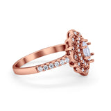 Art Deco Marquise Wedding Ring Simulated Cubic Zirconia 925 Sterling Silver