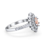 Art Deco Marquise Wedding Ring Simulated Cubic Zirconia 925 Sterling Silver