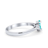 Three Stone Wedding Ring Simulated Cubic Zirconia 925 Sterling Silver