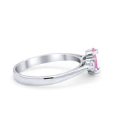 Three Stone Wedding Ring Simulated Cubic Zirconia 925 Sterling Silver