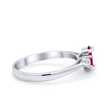 Three Stone Wedding Ring Simulated Cubic Zirconia 925 Sterling Silver