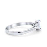 Three Stone Wedding Ring Simulated Cubic Zirconia 925 Sterling Silver