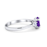 Three Stone Wedding Ring Oval Simulated Cubic Zirconia 925 Sterling Silver