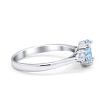 Three Stone Wedding Ring Oval Simulated Cubic Zirconia 925 Sterling Silver