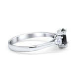 Three Stone Wedding Ring Oval Simulated Cubic Zirconia 925 Sterling Silver