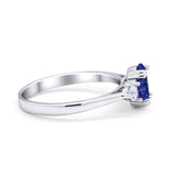 Three Stone Wedding Ring Oval Simulated Cubic Zirconia 925 Sterling Silver