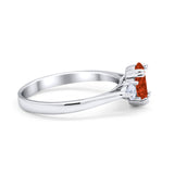 Three Stone Wedding Ring Oval Simulated Cubic Zirconia 925 Sterling Silver