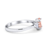 Three Stone Wedding Ring Oval Simulated Cubic Zirconia 925 Sterling Silver