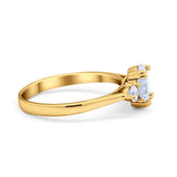 Three Stone Wedding Ring Oval Simulated Cubic Zirconia 925 Sterling Silver