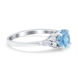 Art Deco Engagement Ring Round Simulated Cubic Zirconia 925 Sterling Silver
