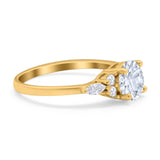 Art Deco Engagement Ring Round Simulated Cubic Zirconia 925 Sterling Silver