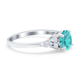 Art Deco Engagement Ring Round Simulated Cubic Zirconia 925 Sterling Silver