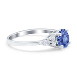 Art Deco Engagement Ring Round Simulated Cubic Zirconia 925 Sterling Silver