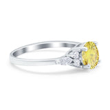 Art Deco Engagement Ring Round Simulated Cubic Zirconia 925 Sterling Silver