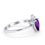 Art Deco Engagement Ring Pear Simulated Cubic Zirconia 925 Sterling Silver