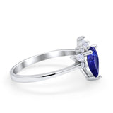 Art Deco Engagement Ring Pear Simulated Cubic Zirconia 925 Sterling Silver