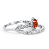 Art Deco Two Piece Wedding Ring Simulated Cubic Zirconia 925 Sterling Silver